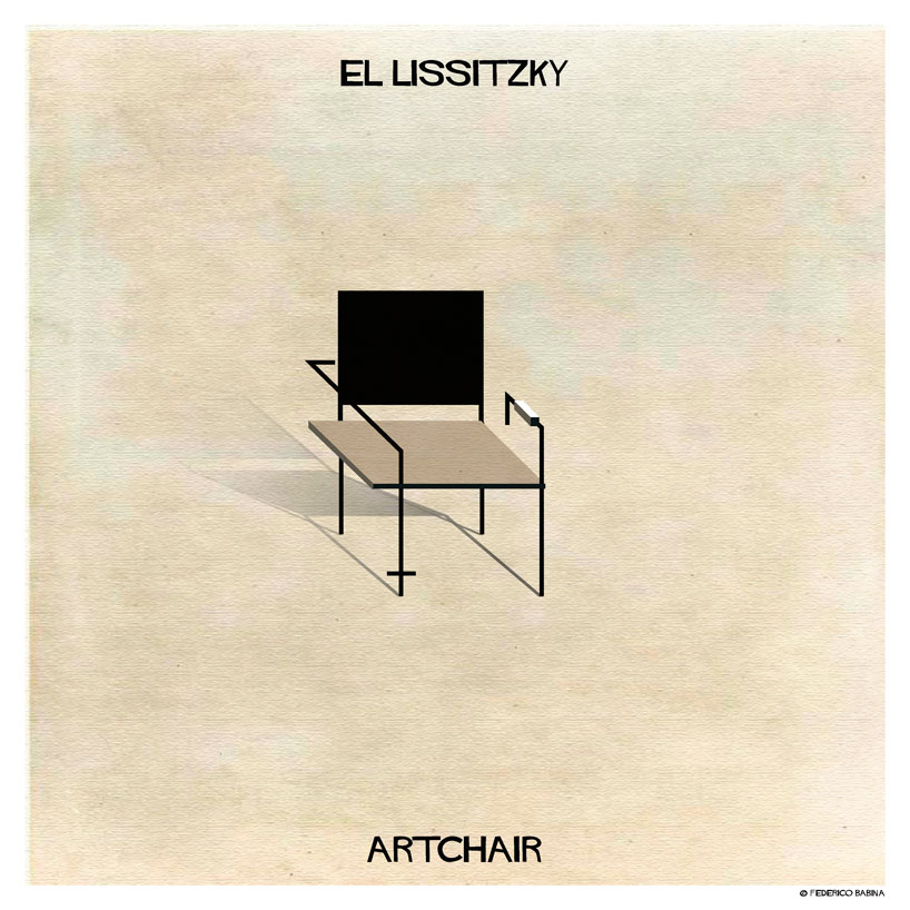 illustrator federico babina imagines 30 'artchairs' by 30 iconic artists