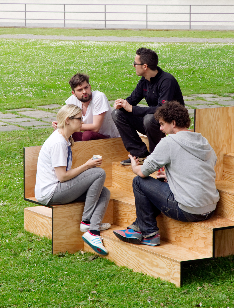 wooden stair public furniture by sebastian marbacher