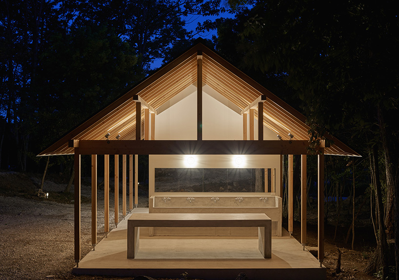 mori no terrace designs a cooking and restroom space for osaka's 10,000 sqm campground