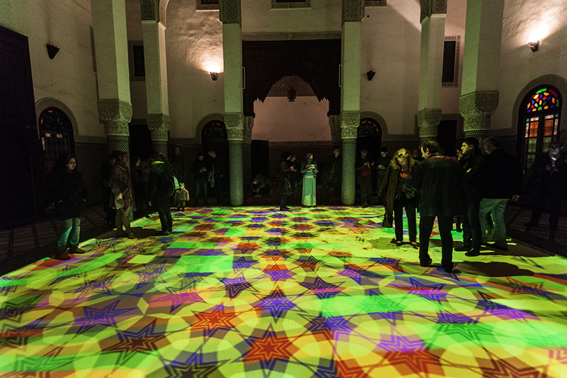 miguel chevalier's digital arabesques adapt to visitors' movements