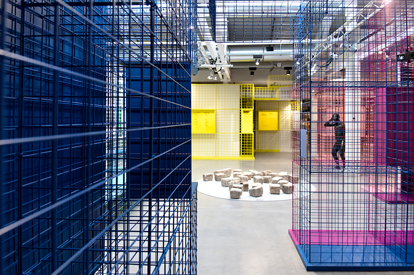 studio 5?5 creates a colorful grid-like scenography for exhibition in paris