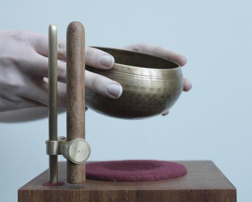 ash stephens provides meditative sounds with singing bowl