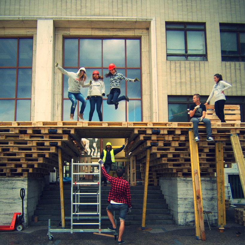 1x1 pavilion built for I love urban intervention in bratislava