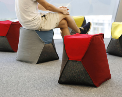 kacama recycle bottle caps into the P.P. capsule beanbag chair