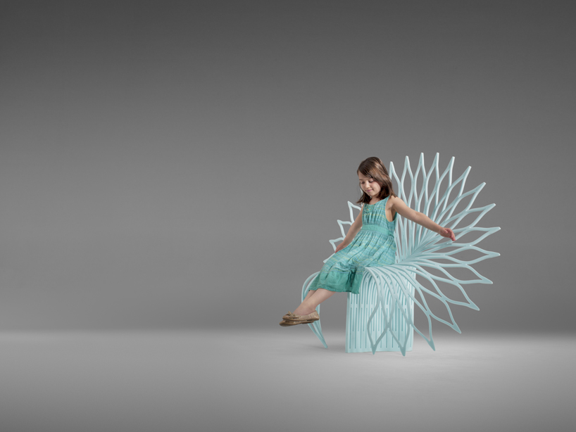 uufie fans peacock chair from a single sheet of Corian®