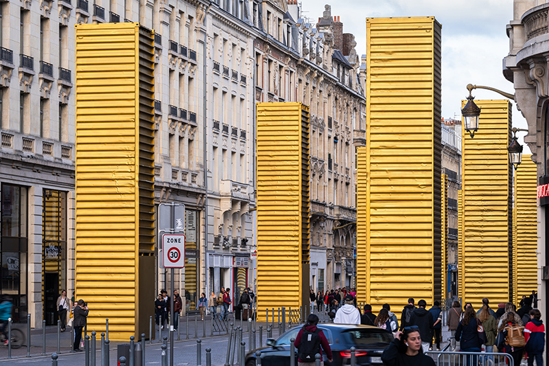 industrial containers are transformed into a mythological corridor in spys latest intervention in lille 12