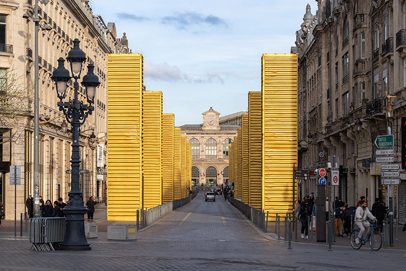 industrial containers are transformed into a mythological corridor in spys latest intervention in lille 9