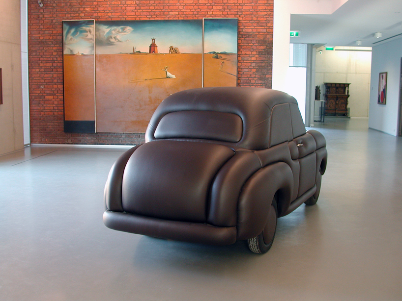 olaf mooij sculpts chesterfield car using leather and foam