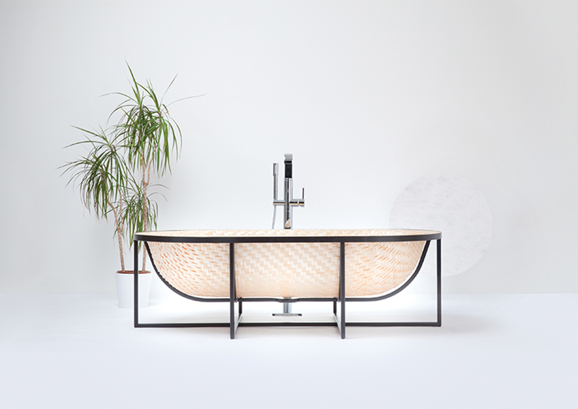 tal engel's otaku woven bathtub draws on traditional asian boat building techniques