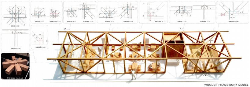niji architects constructs inviting timber frame cafeteria in japan