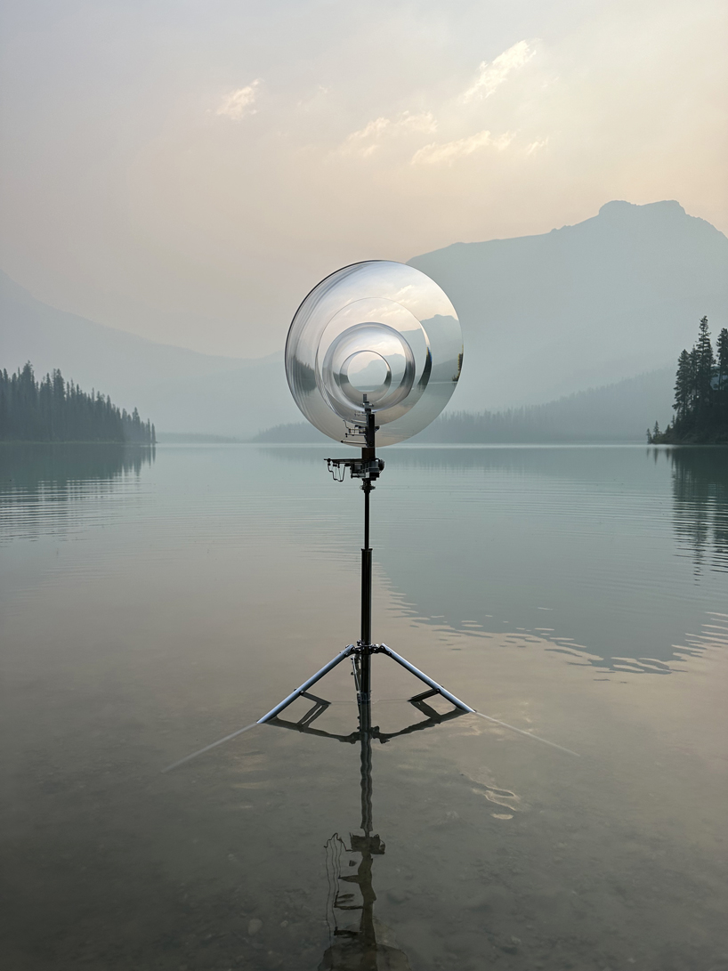 french artist vincent leroy transforms a canadian lake into a dreamlike landscape with his installation echo lens 3