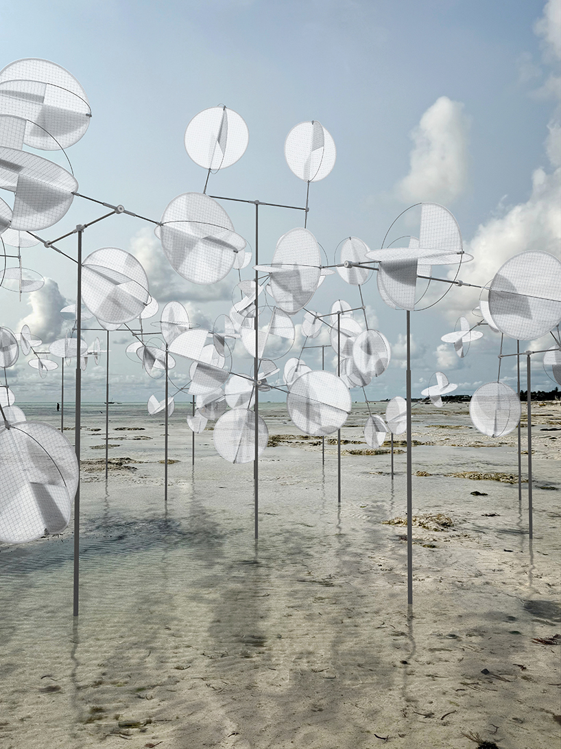 dancing installation by vincent leroy mirrors movements of wind on zanzibar&rsquo;s shoreline