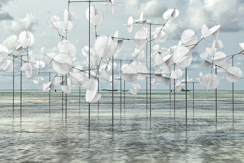 dancing installation by vincent leroy mirrors movements of wind on zanzibar&rsquo;s shoreline