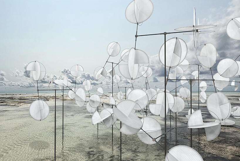 dancing installation by vincent leroy mirrors movements of wind on zanzibar&rsquo;s shoreline