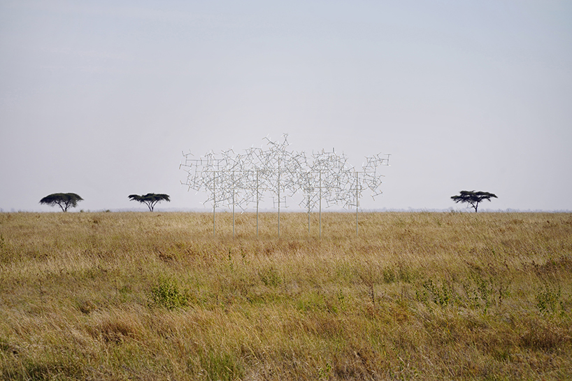 activated by the wind, vincent leroy&rsquo;s kinetic installation rises in tanzania