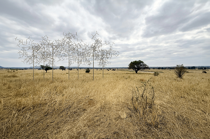 activated by the wind, vincent leroy&rsquo;s kinetic installation rises in tanzania