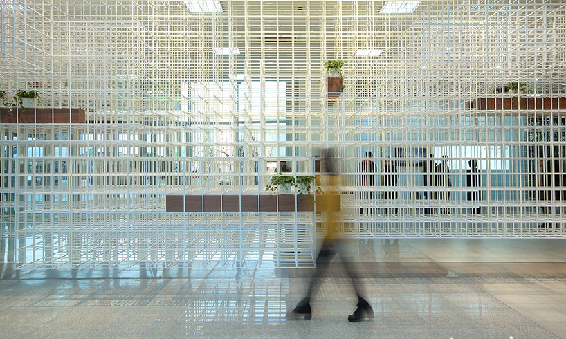 aworks floats steel cloud for posco green building exhibition