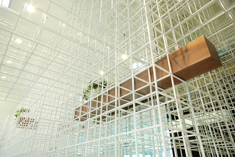 aworks floats steel cloud for posco green building exhibition