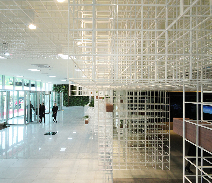 aworks floats steel cloud for posco green building exhibition