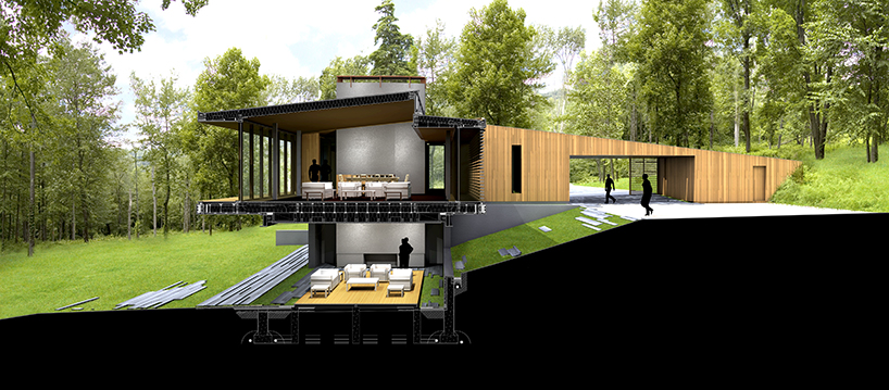 joeb moore + partners spans bridge house over landscape