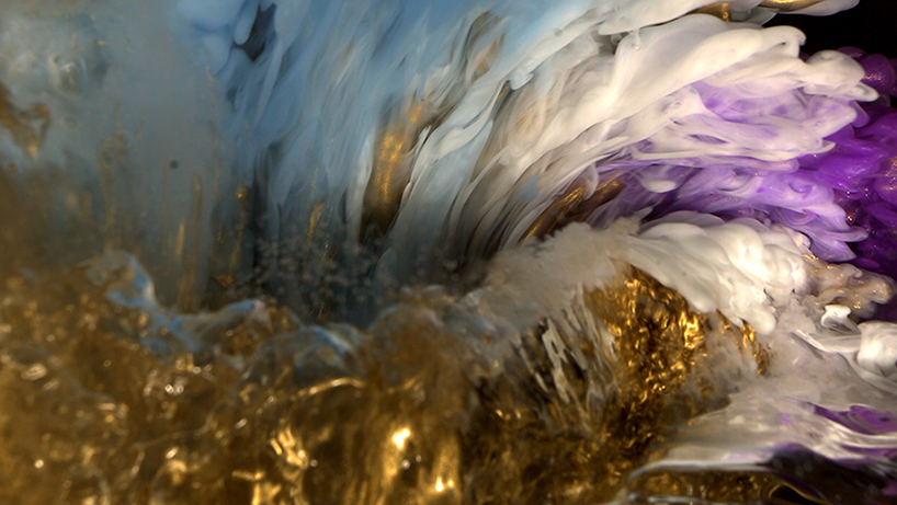 in invisible beauty, naoko tosa captures sound vibrations passing through colorful fluids