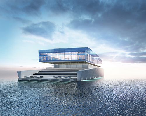 lujac desautel envisions glass luxury yacht on floating platform 