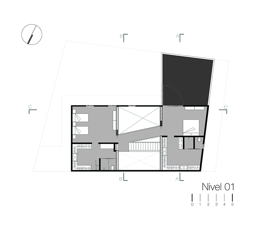 tactic-a angles striped huit house around L shape in mexico
