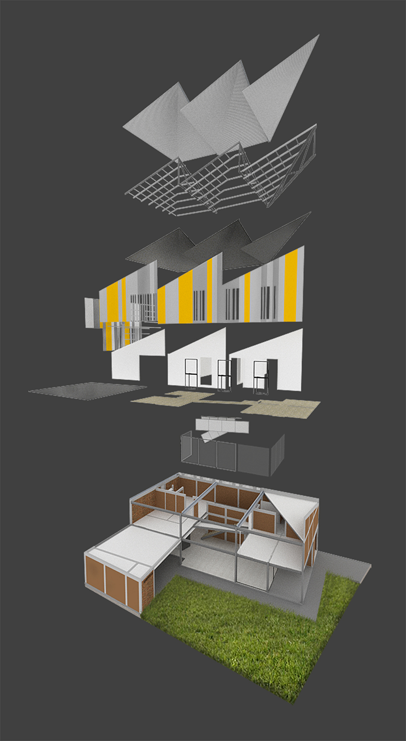 tactic-a angles striped huit house around L shape in mexico