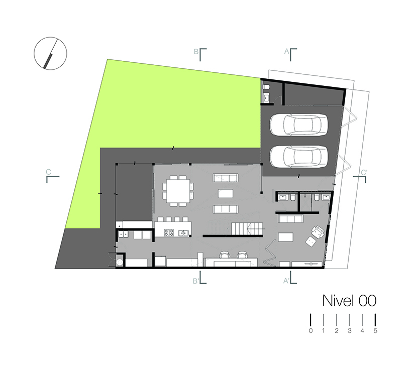 tactic-a angles striped huit house around L shape in mexico