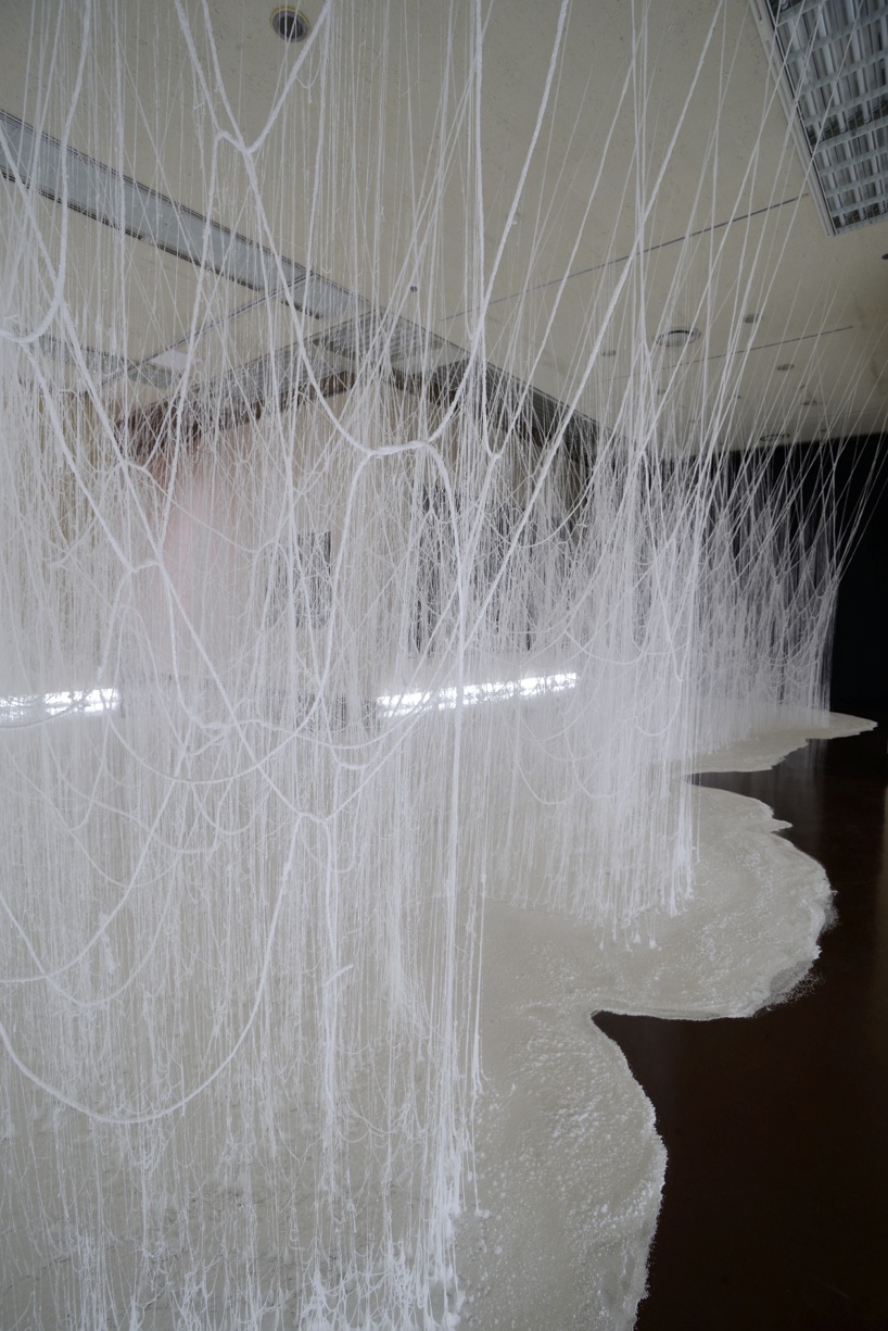 yasuaki onishi unites rope, glue and crystals for vertical emptiness