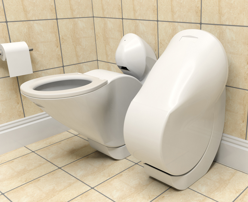 iota folding toilet reduces its size and water consumption