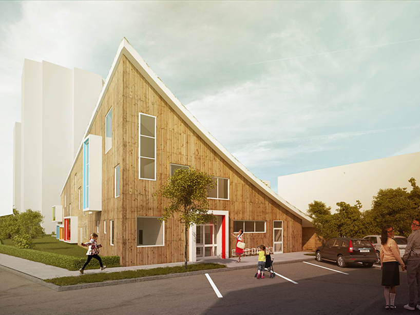 rastvorgroup slopes punctured roof on kindergarten hill