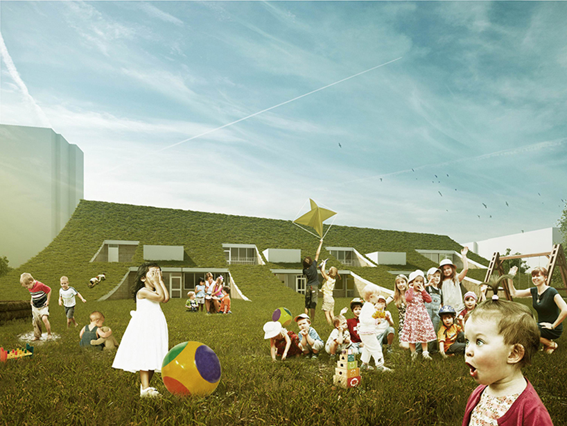 rastvorgroup slopes punctured roof on kindergarten hill