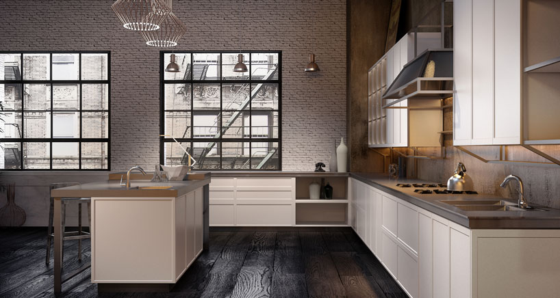 massimo iosa ghini designs metallic kitchen frame structure for snaidero