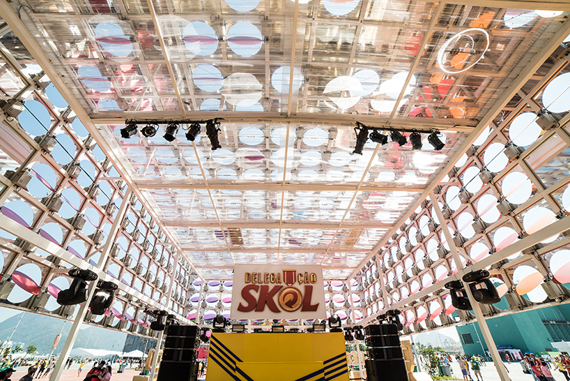 estudio guto requena adds interactive skin to rio olympics 2016 pavilion
