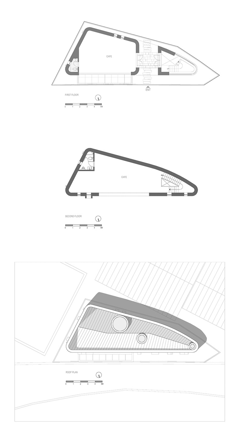 studio_GAON positions concrete café on an awkward triangular plot