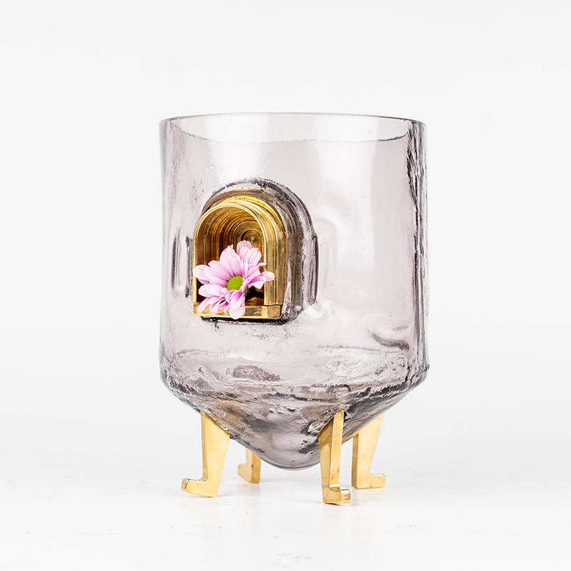 hellène gaulier combines blown glass and brass to create unique vessels