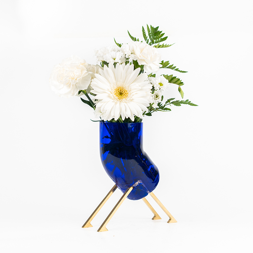 hellène gaulier combines blown glass and brass to create unique vessels