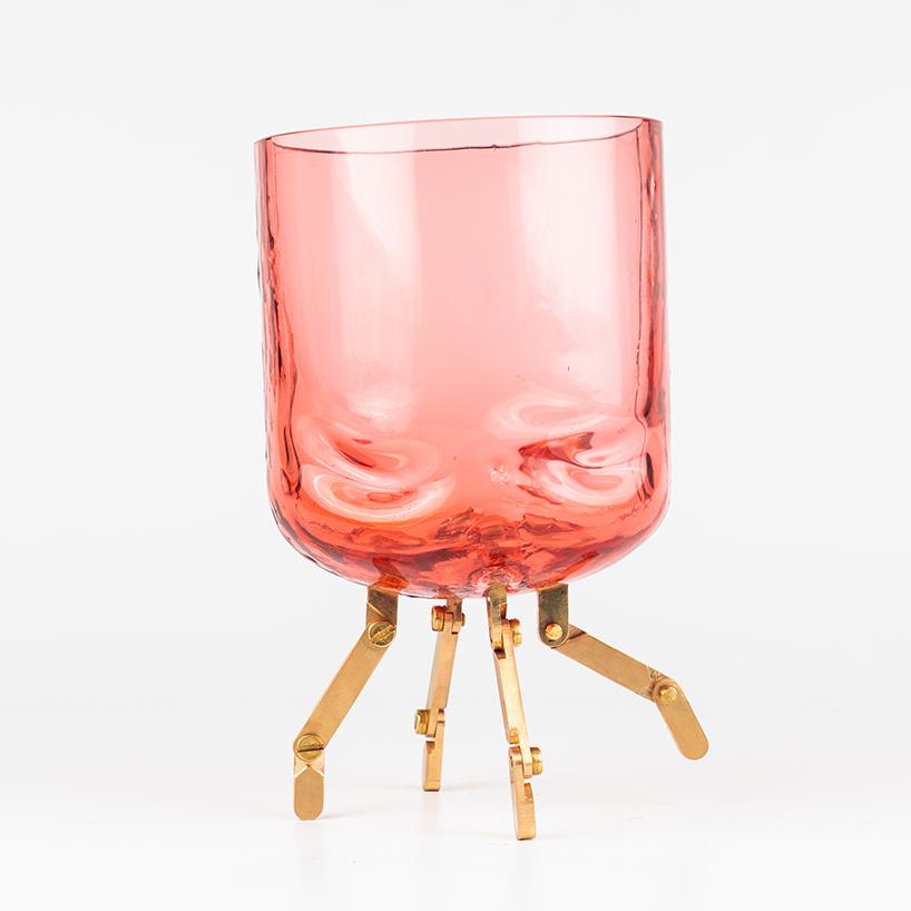 hellène gaulier combines blown glass and brass to create unique vessels