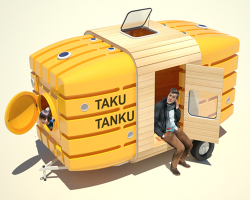 stereotank + fukuda design traveling mini-house out of water tanks