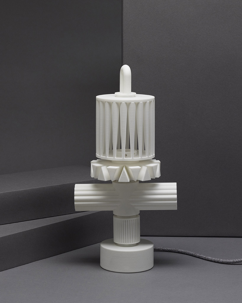 ying chang's uniquely-shaped lamp series stack up using fitted magnetic connectors