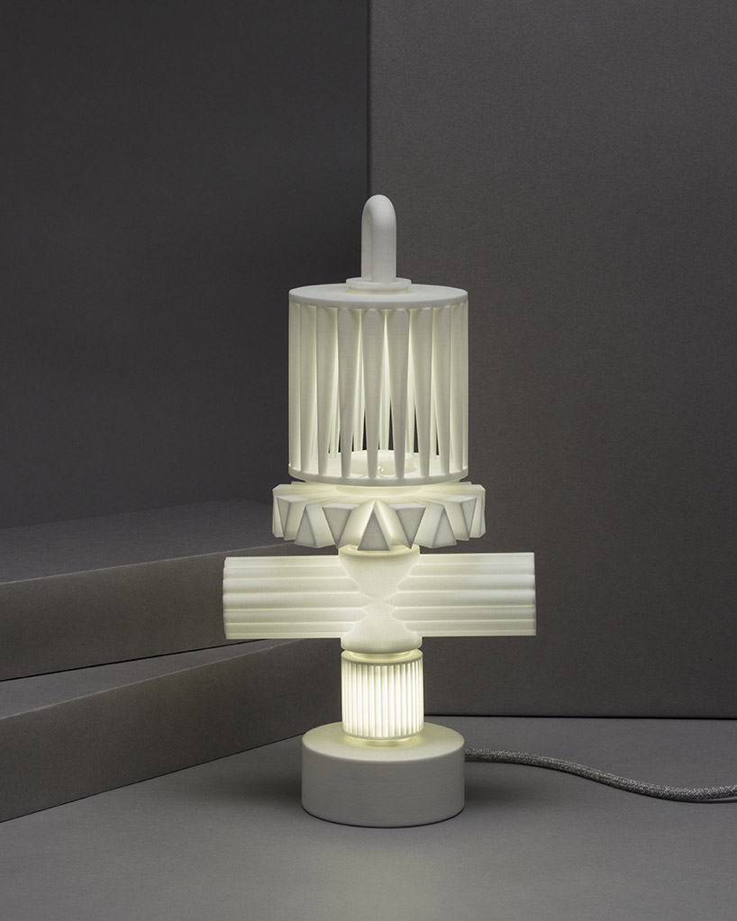 ying chang's uniquely-shaped lamp series stack up using fitted magnetic connectors