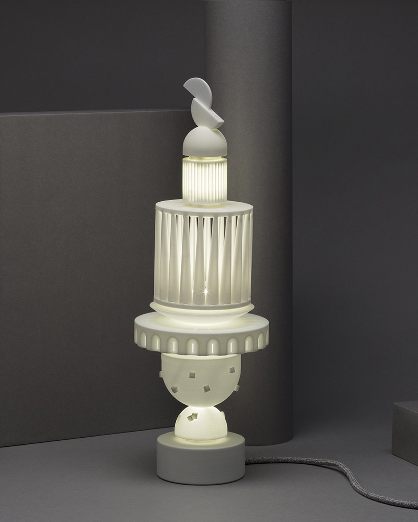 ying chang's uniquely-shaped lamp series stack up using fitted magnetic connectors