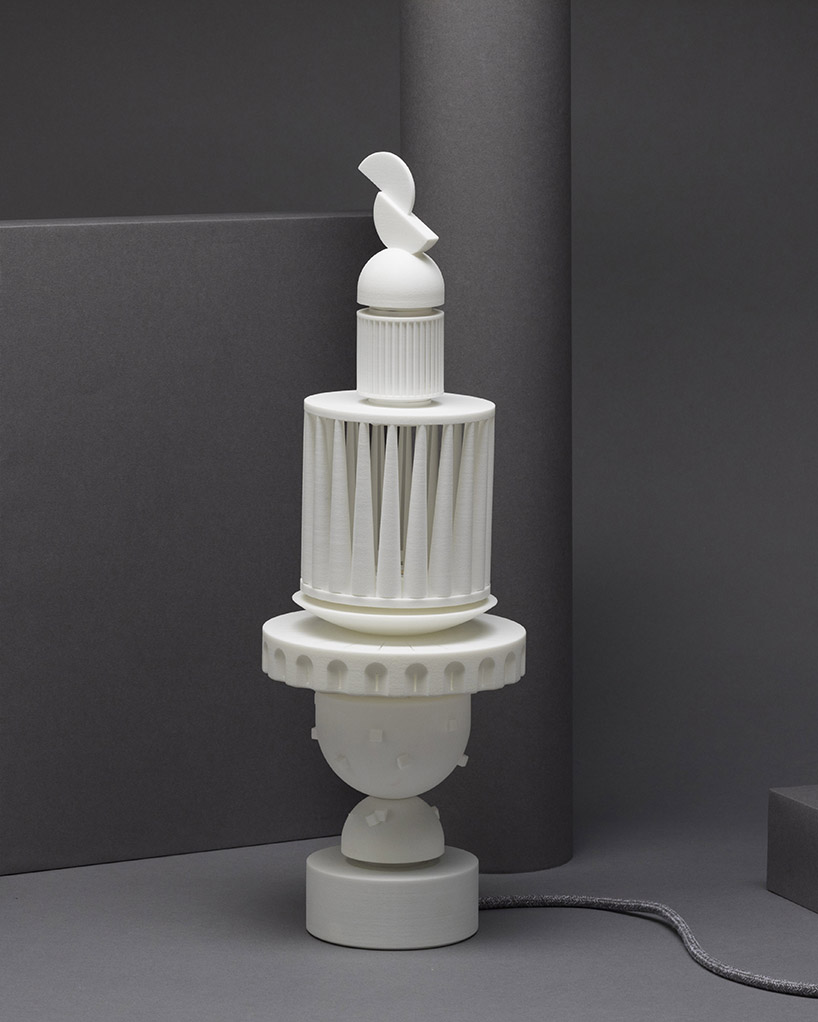 ying chang's uniquely-shaped lamp series stack up using fitted magnetic connectors