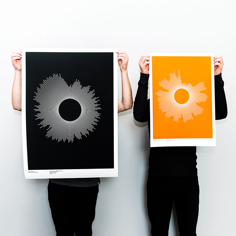 waveform visualizes your favourite song into a colored print of abstract shapes designboom