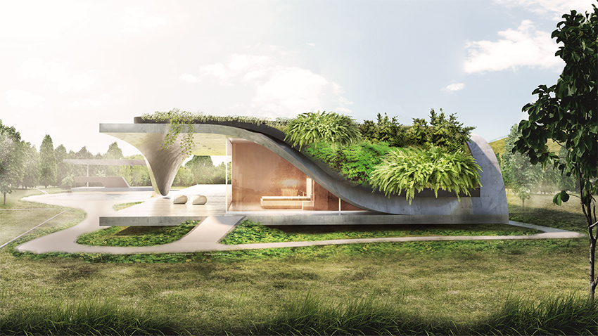 estudio felipe escudero designs ‘house folds’ with a green roof in ecuador