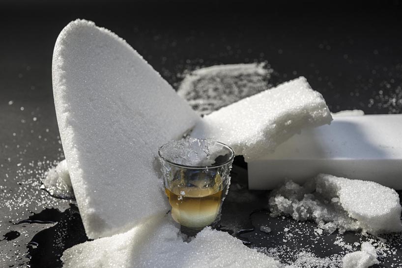 atelier 010 creates tables of sugar that crumble within an hour