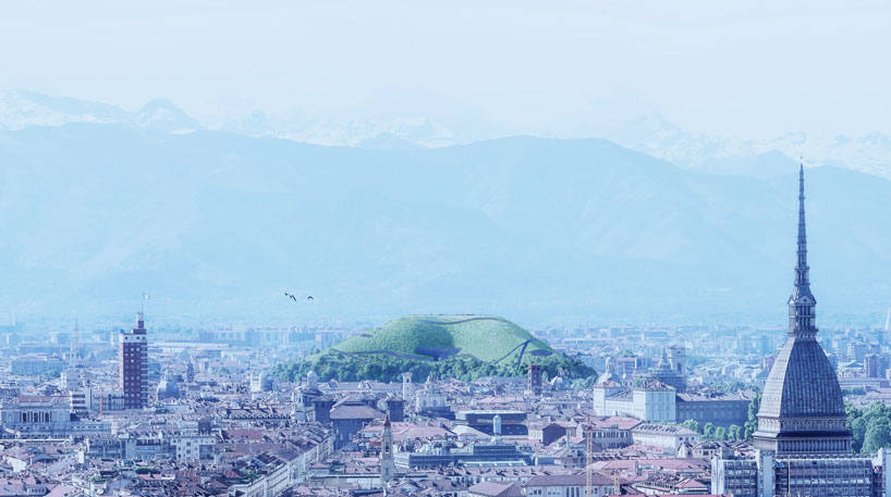 sponge mountain in turin absorbs CO2 from the atmosphere, by angelo renna designboom