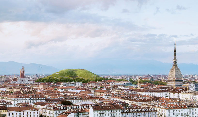 sponge mountain in turin absorbs CO2 from the atmosphere, by angelo renna designboom