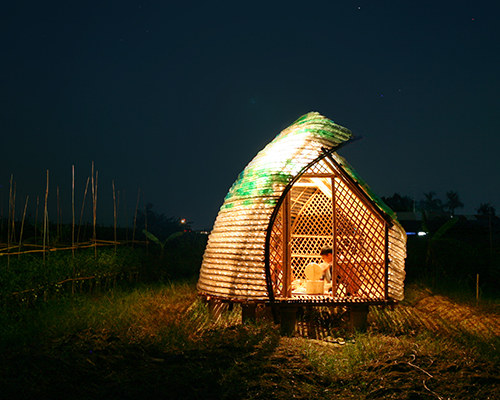 1+1>2 architects curves sheltered seedling house from bottles + bamboo